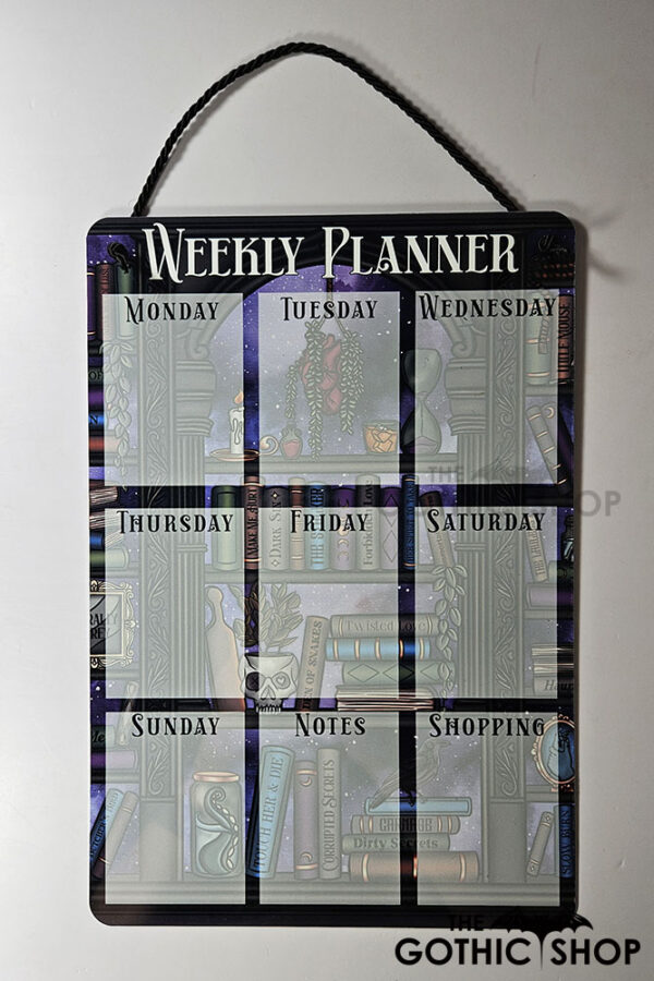 dark romance oddities library bookcase bookish planner whiteboard metal sign