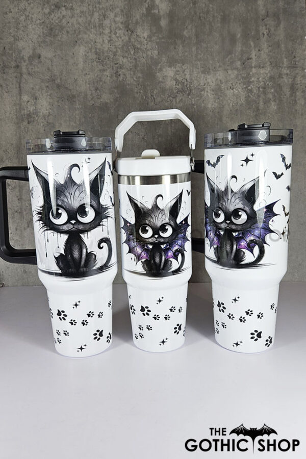 drippy spooky black cat gothic large 40oz tumbler stanley style cup