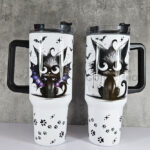 drippy spooky black cat gothic large 40oz tumbler stanley style cup