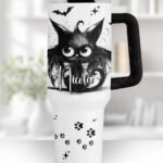 spooky black batty cat gothic large 40oz tumbler stanley style cup