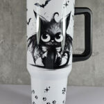 spooky black batthy cat gothic large 40oz tumbler stanley style cup