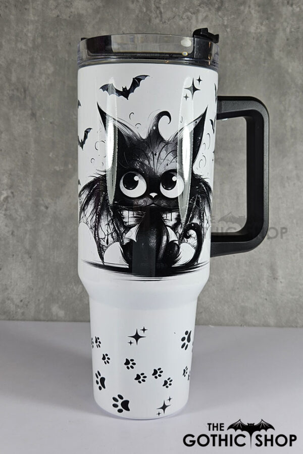 spooky black batthy cat gothic large 40oz tumbler stanley style cup