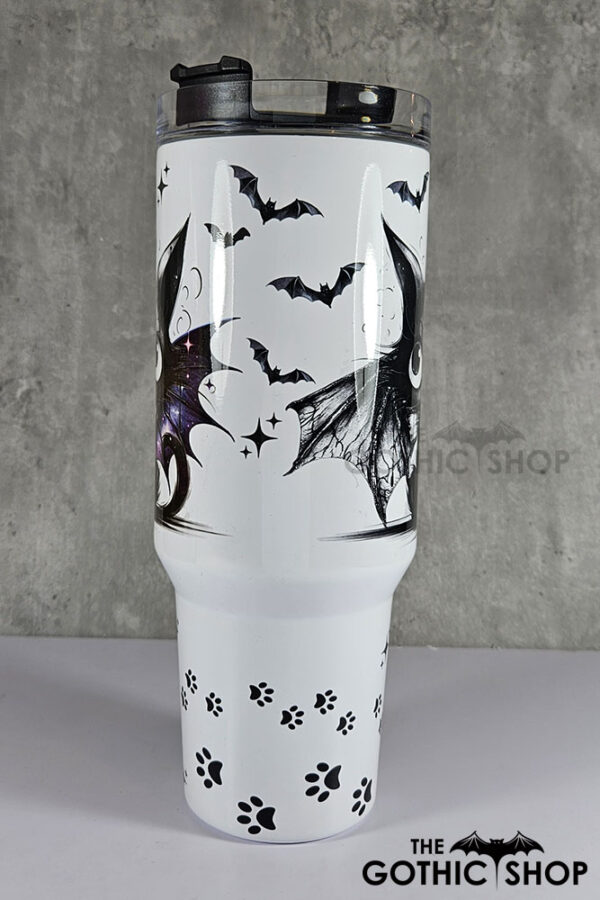 spooky black batthy cat gothic large 40oz tumbler stanley style cup