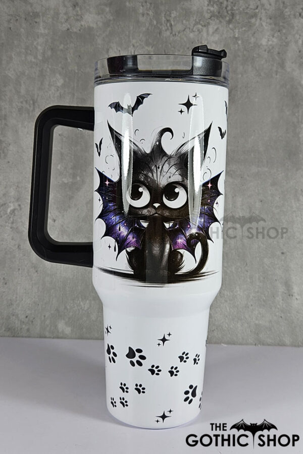 spooky black batthy cat gothic large 40oz tumbler stanley style cup