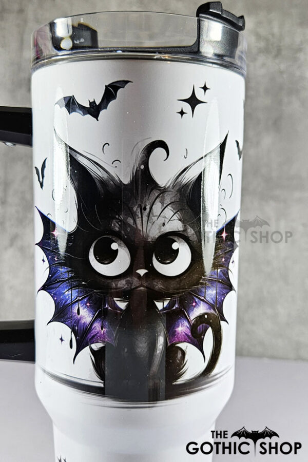 spooky black batthy cat gothic large 40oz tumbler stanley style cup