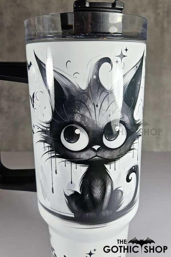 drippy spooky black cat gothic large 40oz tumbler stanley style cup second