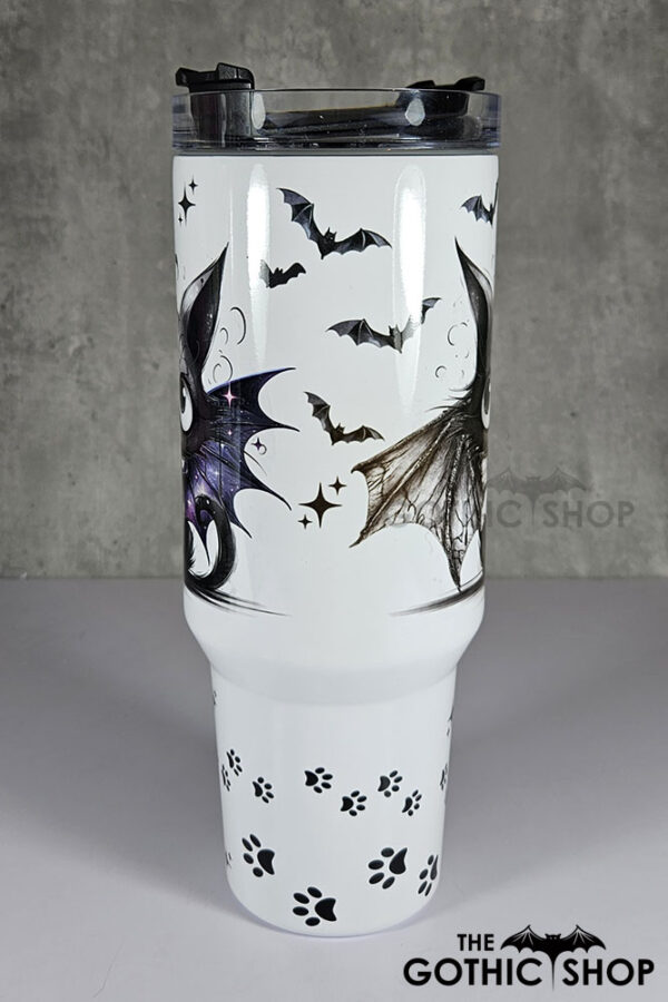 spooky black batty cat gothic large 40oz tumbler stanley style cup second