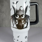 spooky black batty cat gothic large 40oz tumbler stanley style cup second