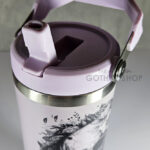 flower skull black & white 30oz gothic lavender purple travel tumbler