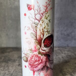 skull & pink roses gothic 20oz straight tumbler with option to personalise
