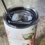 skull & pink roses gothic 20oz straight tumbler with option to personalise