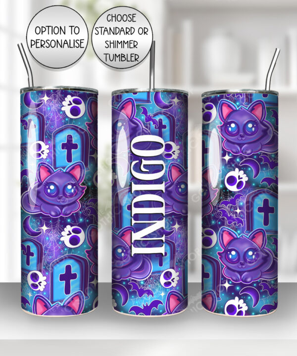 cat and tombstones gothic 20oz straight tumbler with option to personalise