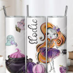 skeleton lady & cauldron 20oz straight tumbler with option to personalise