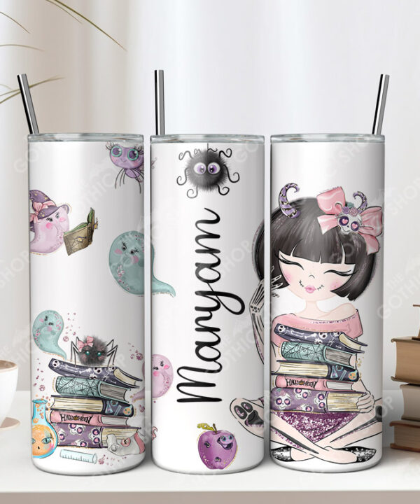 reader girl gothic alternative 20oz straight tumbler with option to personalise