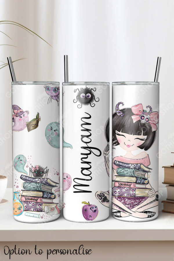 reader girl gothic alternative 20oz straight tumbler with option to personalise