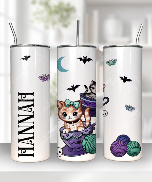 cats in teacups pastel 20oz straight tumbler with option to personalise
