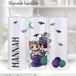 cats in teacups pastel 20oz straight tumbler with option to personalise