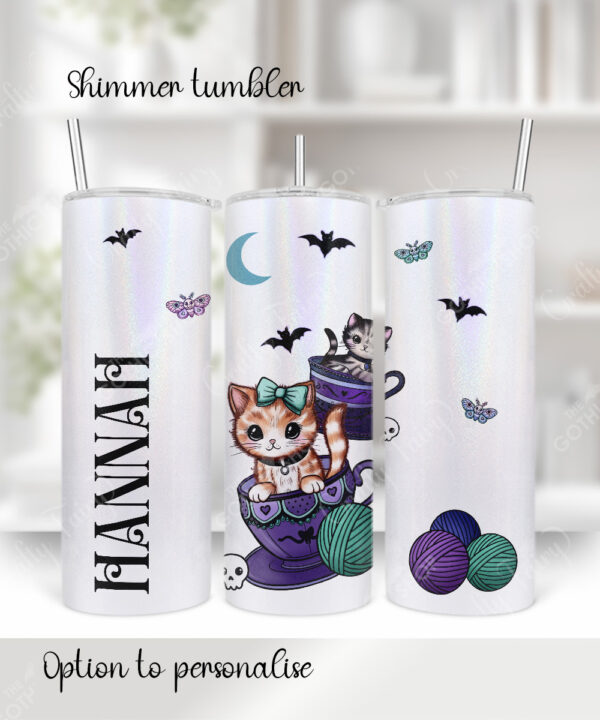 cats in teacups pastel 20oz straight tumbler with option to personalise
