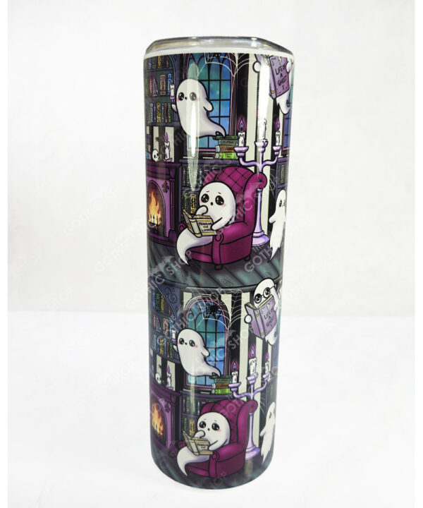 haunted library ghostie readers gothic spooky straight tumbler option to personalise