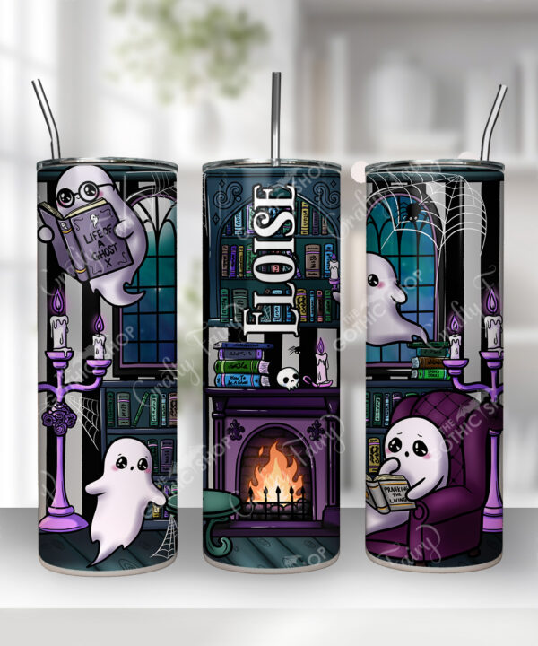 personalised haunted library ghostie readers gothic spooky 20oz straight tumbler