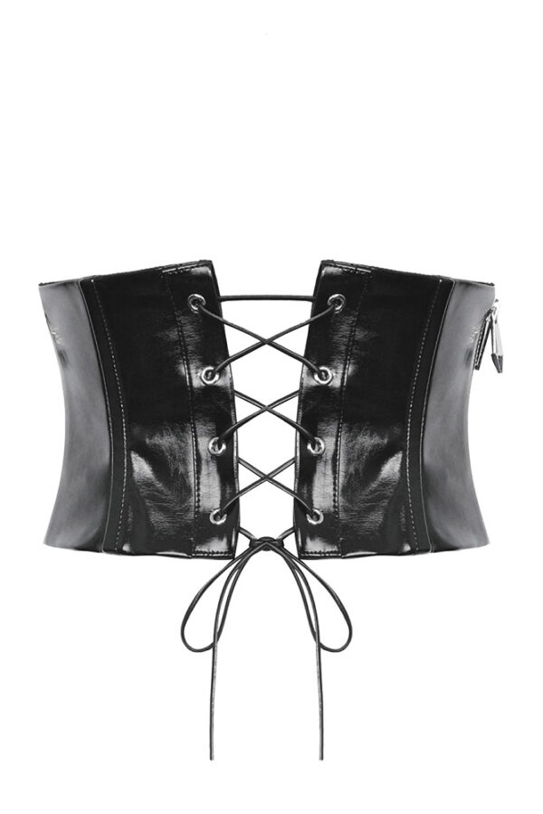 cw089 shiny black corset belt by dark in love
