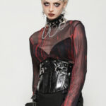 cw089 shiny black corset belt by dark in love