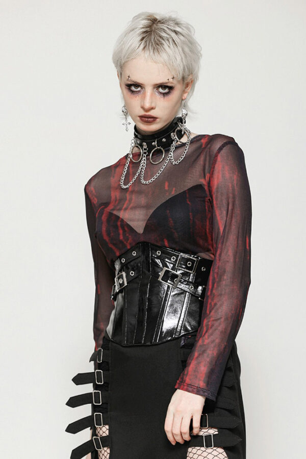 cw089 shiny black corset belt by dark in love
