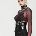 cw089 shiny black corset belt by dark in love