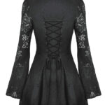 dw1003 pandora black damask & lace mini gothic dress blouse