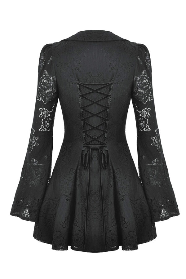 dw1003 pandora black damask & lace mini gothic dress blouse