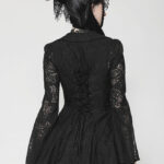 dw1003 pandora black damask & lace mini gothic dress blouse