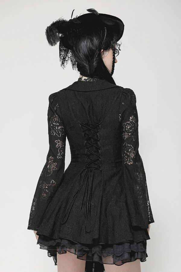 dw1003 pandora black damask & lace mini gothic dress blouse