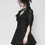 dw1003 pandora black damask & lace mini gothic dress blouse