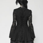 dw1003 pandora black damask & lace mini gothic dress blouse