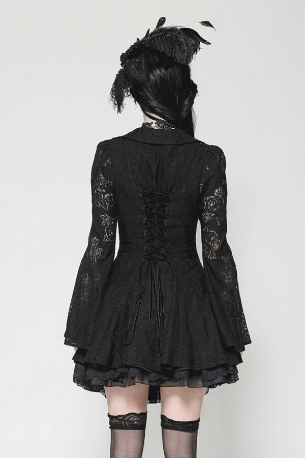 dw1003 pandora black damask & lace mini gothic dress blouse