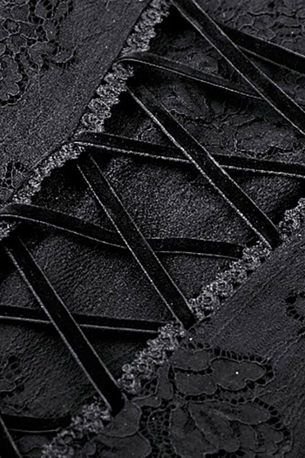 dw1003 pandora black damask & lace mini gothic dress blouse