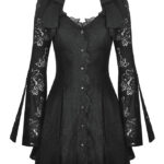 dw1003 pandora black damask & lace mini gothic dress blouse