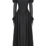 dw1005 ordelia long black gothic maxi dress with princess sleeves