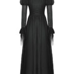dw1005 ordelia long black gothic maxi dress with princess sleeves