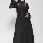 dw1005 ordelia long black gothic maxi dress with princess sleeves