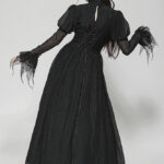 dw1005 ordelia long black gothic maxi dress with princess sleeves