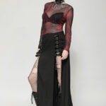 kw367 thora buckle skirt with high slits & buckles by dark in love