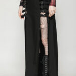 kw367 thora buckle skirt with high slits & buckles by dark in love