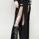 kw367 thora buckle skirt with high slits & buckles by dark in love