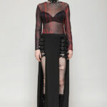 kw367 thora buckle skirt with high slits & buckles by dark in love