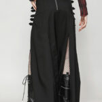 kw367 thora buckle skirt with high slits & buckles by dark in love