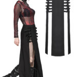 kw367 thora buckle skirt with high slits & buckles by dark in love