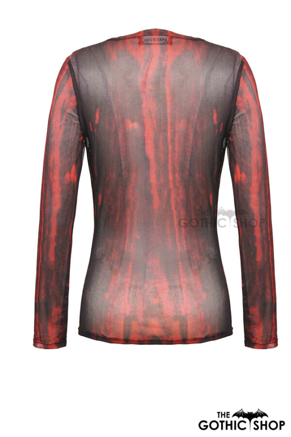 tw620 black and red tie dye mesh versatile gothic top by dark in love