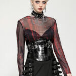 tw620 black and red tie dye mesh versatile gothic top by dark in love