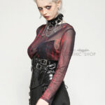 tw620 black and red tie dye mesh versatile gothic top by dark in love